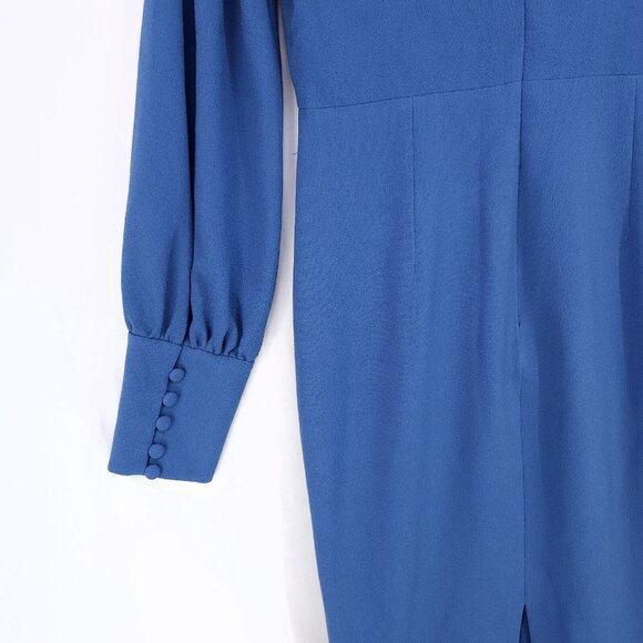 Dress The Population Nadia Midi Dress Size Medium Long Sleeve Low V-Neck - Picture 5 of 13